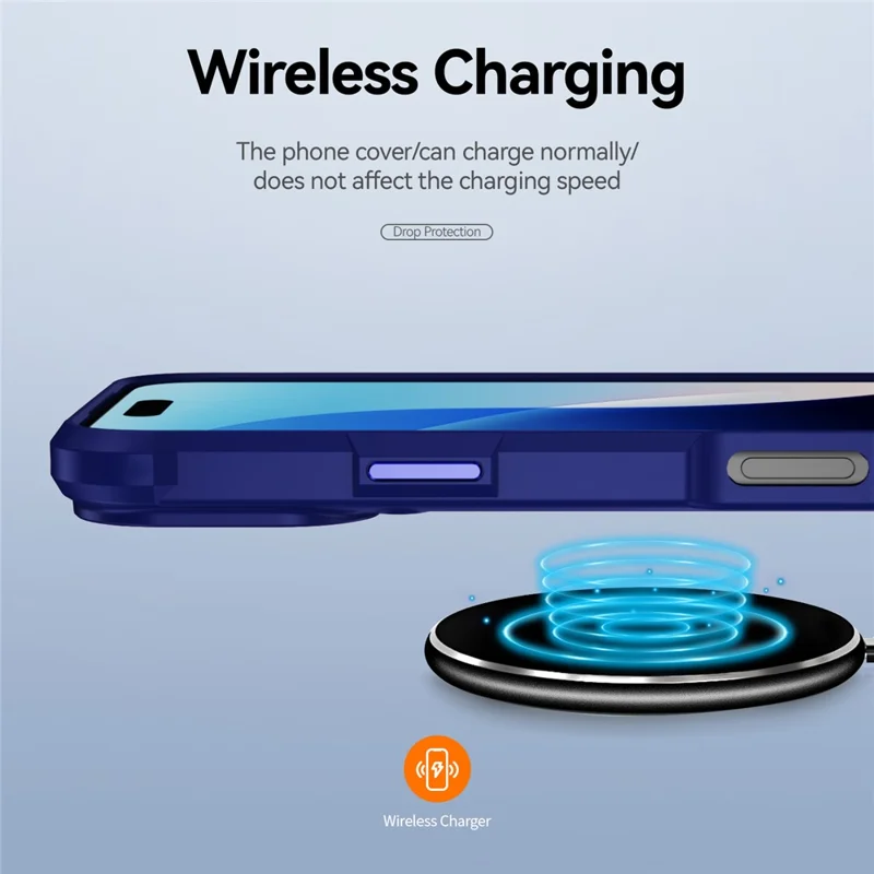 For iPhone 17 Pro Case Anti-Drop Alloy Lens Frame PC + TPU Phone Cover - Blue