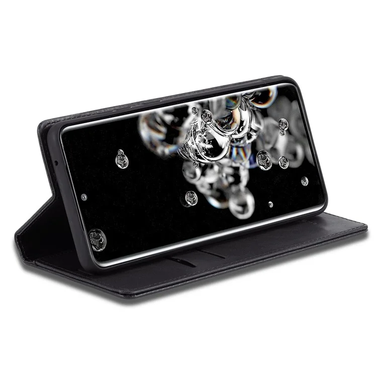 LC.IMEEKE For Samsung Galaxy S20 Ultra PU Leather Magnetic Auto-absorbed Flip Case RFID Blocking Wallet Stand Phone Cover - Black