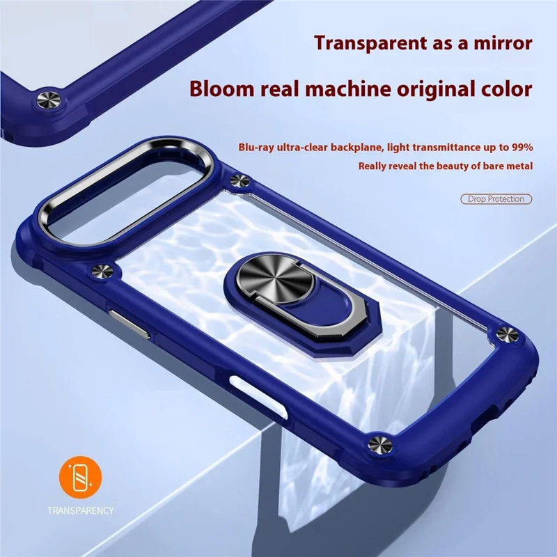 For iPhone 17 Air Case Alloy Lens Frame PC + TPU Kickstand Phone Back Cover - Black