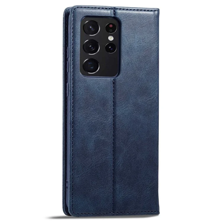 Lc. Imeeke Para Samsung Galaxy S21 Ultra 5G PU Flip Flip Flip Case de Teléfono Rfid Bloqueo de TPU Interio TPU Cubierta de Absorción Magnética - Azul