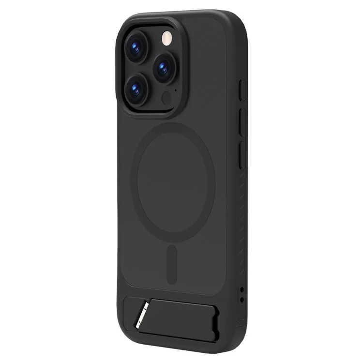 LEREACH Le-Chic Series For iPhone 16 Pro Case Compatible with MagSafe Kickstand TPU + PC Phone Cover - Black