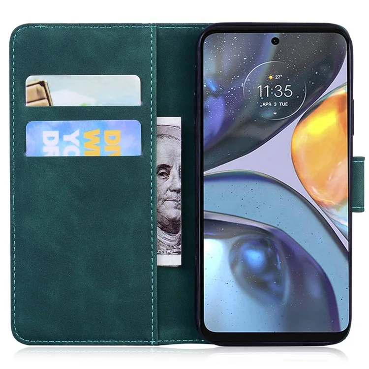 For Motorola Moto E22 4G / E22i 4G Tiger Pattern Imprinted PU Leather Full Protection Case Magnetic Clasp Flip Stand Wallet Cover - Green