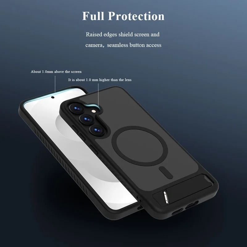LEREACH Le-Chic Series For Samsung Galaxy S25+  /  S24+ Case Compatible with MagSafe Kickstand TPU + PC Phone Cover - Black