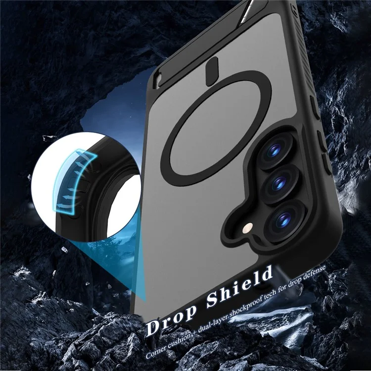 LEREACH Le-Chic Series For Samsung Galaxy S25+  /  S24+ Case Compatible with MagSafe Kickstand TPU + PC Phone Cover - Black