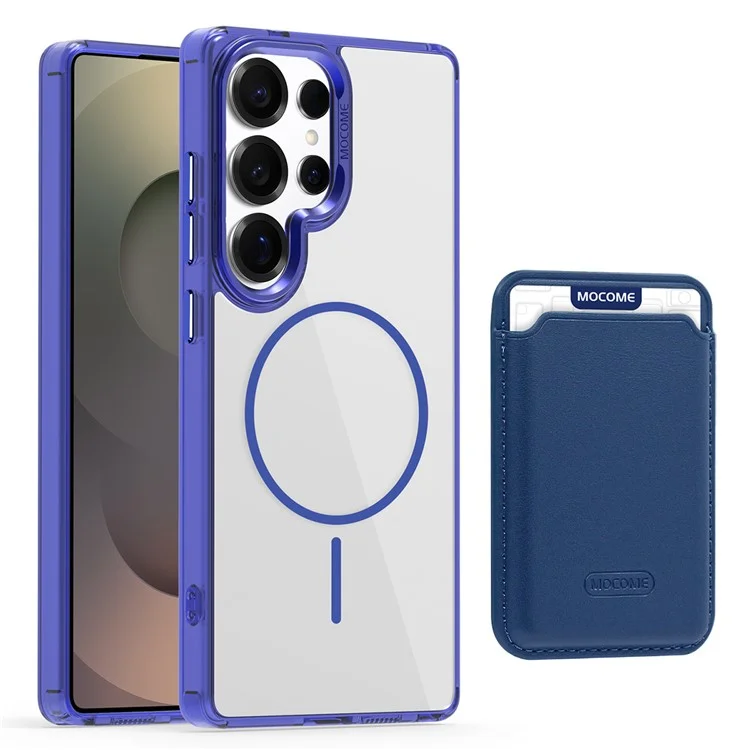 For Samsung Galaxy S25 Ultra Magnetic Case Compatible with MagSafe TPU + PC Phone Cover with Card Bag - Sapphire