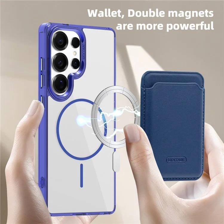 For Samsung Galaxy S25 Ultra Magnetic Case Compatible with MagSafe TPU + PC Phone Cover with Card Bag - Sapphire