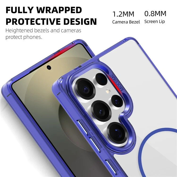 For Samsung Galaxy S25 Ultra Magnetic Case Compatible with MagSafe TPU + PC Phone Cover with Card Bag - Sapphire