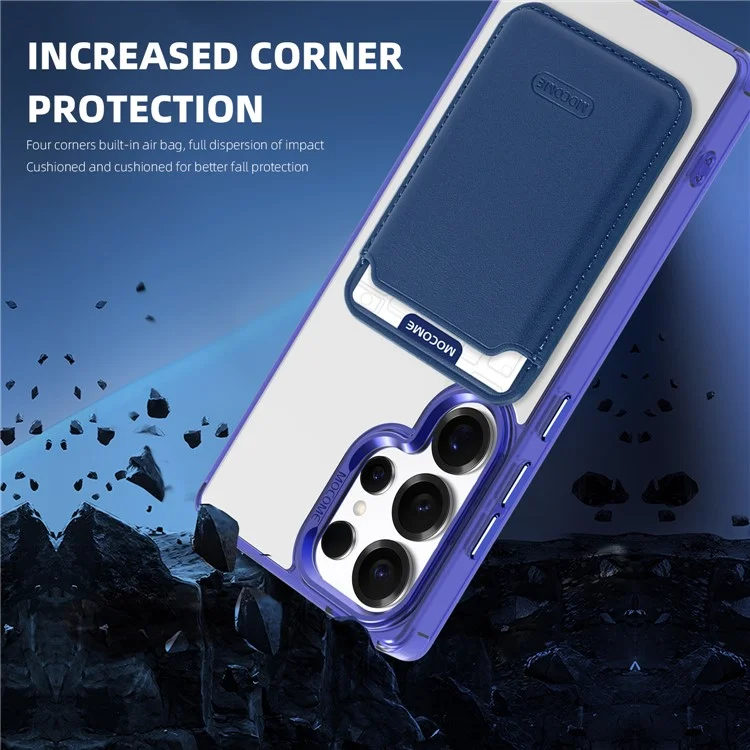 For Samsung Galaxy S25 Ultra Magnetic Case Compatible with MagSafe TPU + PC Phone Cover with Card Bag - Sapphire