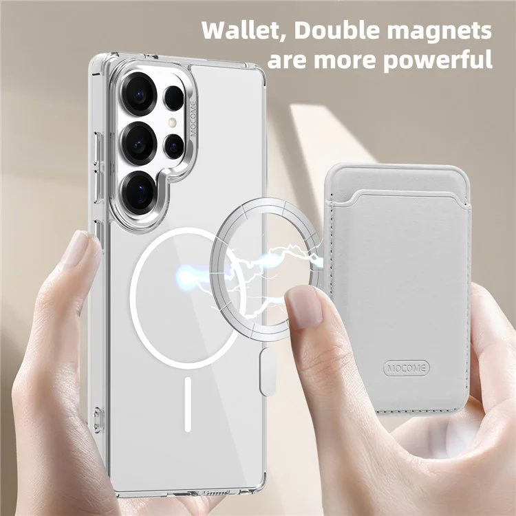 For Samsung Galaxy S25 Ultra Magnetic Case Compatible with MagSafe TPU + PC Phone Cover with Card Bag - Transparent