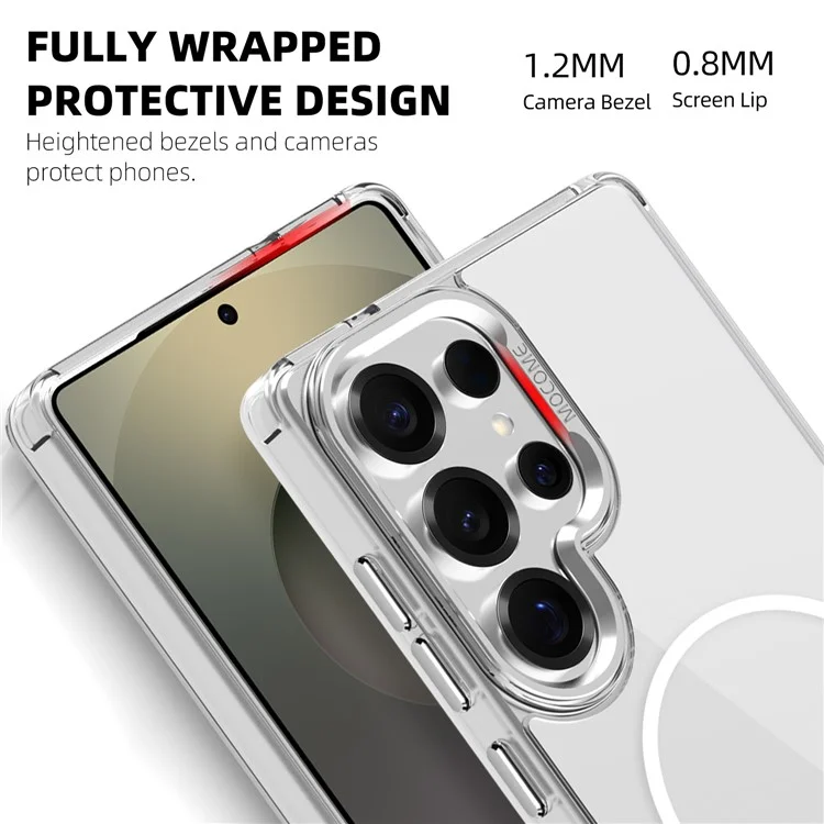 For Samsung Galaxy S25 Ultra Magnetic Case Compatible with MagSafe TPU + PC Phone Cover with Card Bag - Transparent