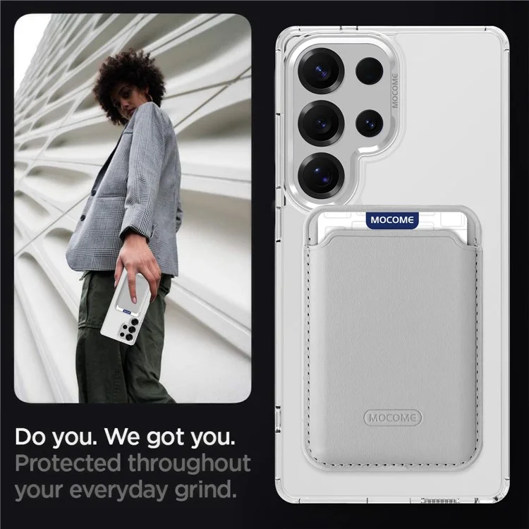 For Samsung Galaxy S25 Ultra Magnetic Case Compatible with MagSafe TPU + PC Phone Cover with Card Bag - Transparent
