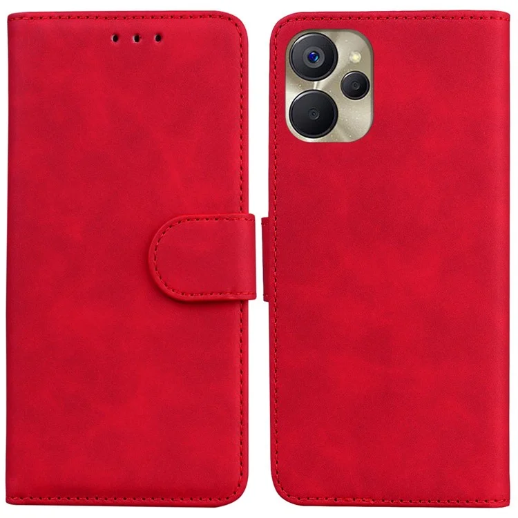 Smartphone Cover for Realme 9i 5G / 10 5G, Drop Resistant PU Leather Flip Wallet Case Stand Phone Shell - Red