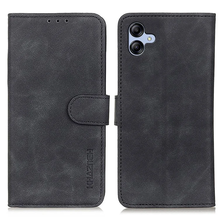 KHAZNEH For Samsung Galaxy A07 Case PU Leather Retro Texture Phone Cover - Black