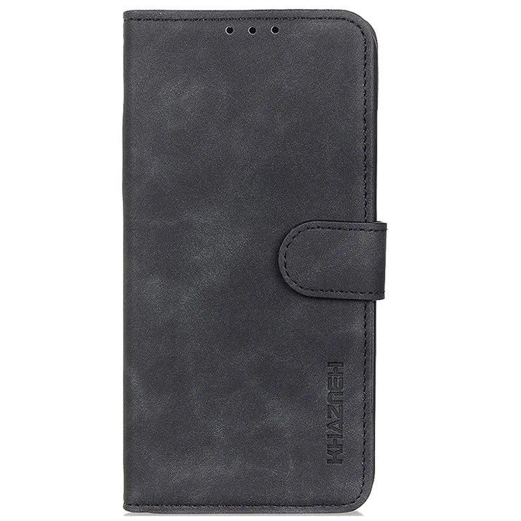 KHAZNEH For Samsung Galaxy A07 Case PU Leather Retro Texture Phone Cover - Black