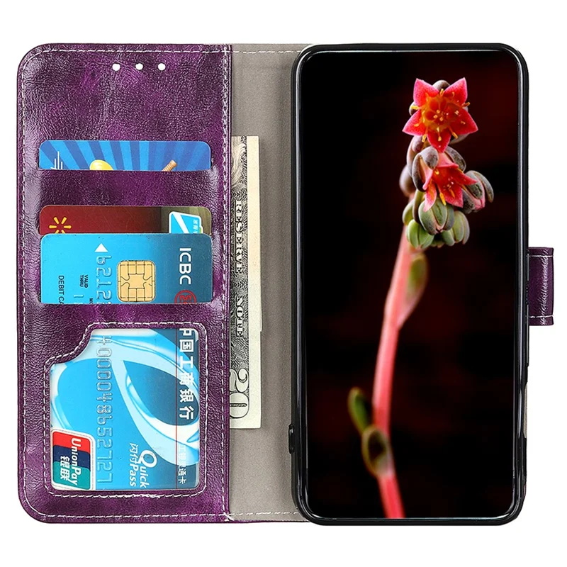 For Samsung Galaxy A17 5G / A26 5G Case Wallet Leather Phone Cover Crazy Horse Texture - Purple
