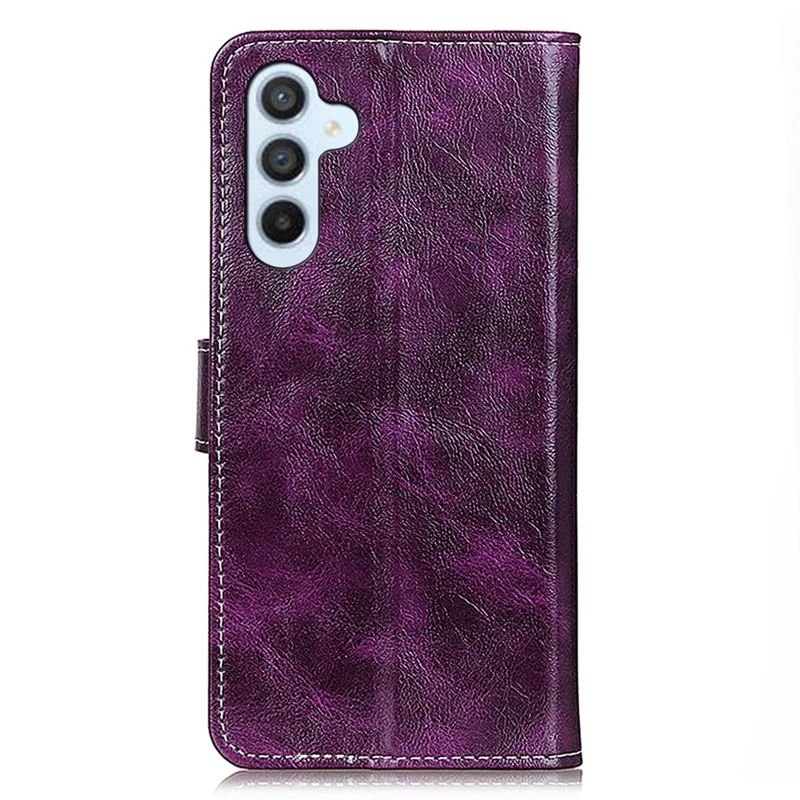 For Samsung Galaxy A17 5G / A26 5G Case Wallet Leather Phone Cover Crazy Horse Texture - Purple
