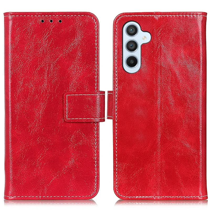 Per custodia Galaxy A17 Samsung Portafoglio in pelle Copertura del telefono Texture Crazy Horse - Rosso