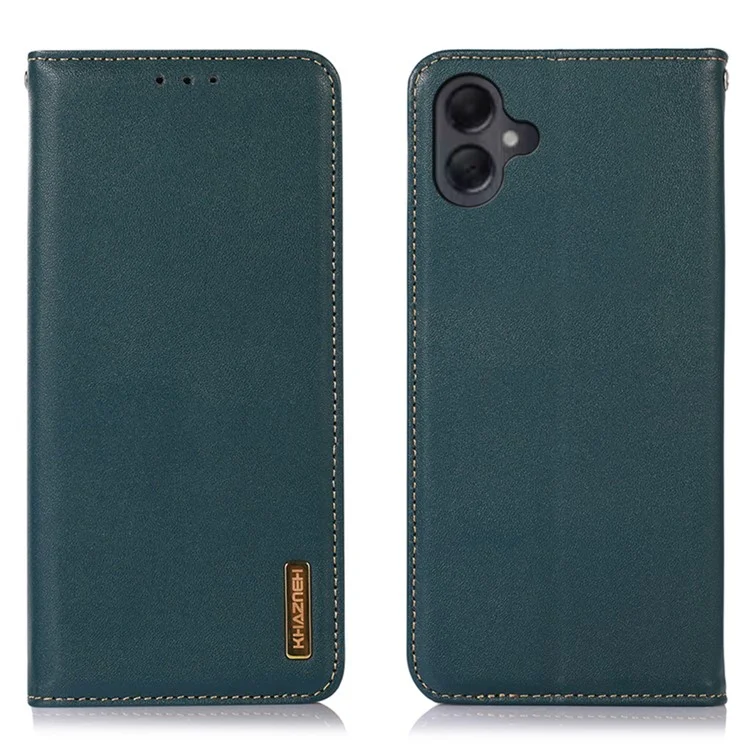 KHAZNEH For Samsung Galaxy A07 Case Wallet Genuine Cow Leather Phone Cover Nappa Texture - Green