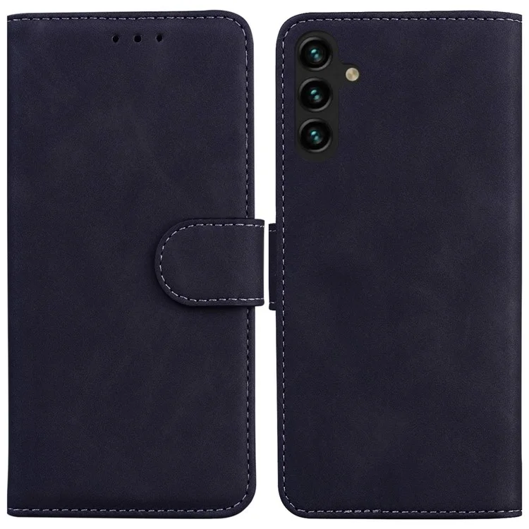 Funda para Smartphone para Samsung Galaxy A14 5G / A14 4G, Funda tipo cartera de piel sintética con tapa y soporte - Negro
