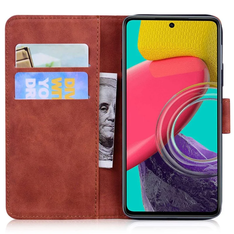 For Samsung Galaxy A14 5G / A14 4G Phone Wallet Case, Butterfly Pattern Printing PU Leather Skin-touch Cover with Stand - Brown