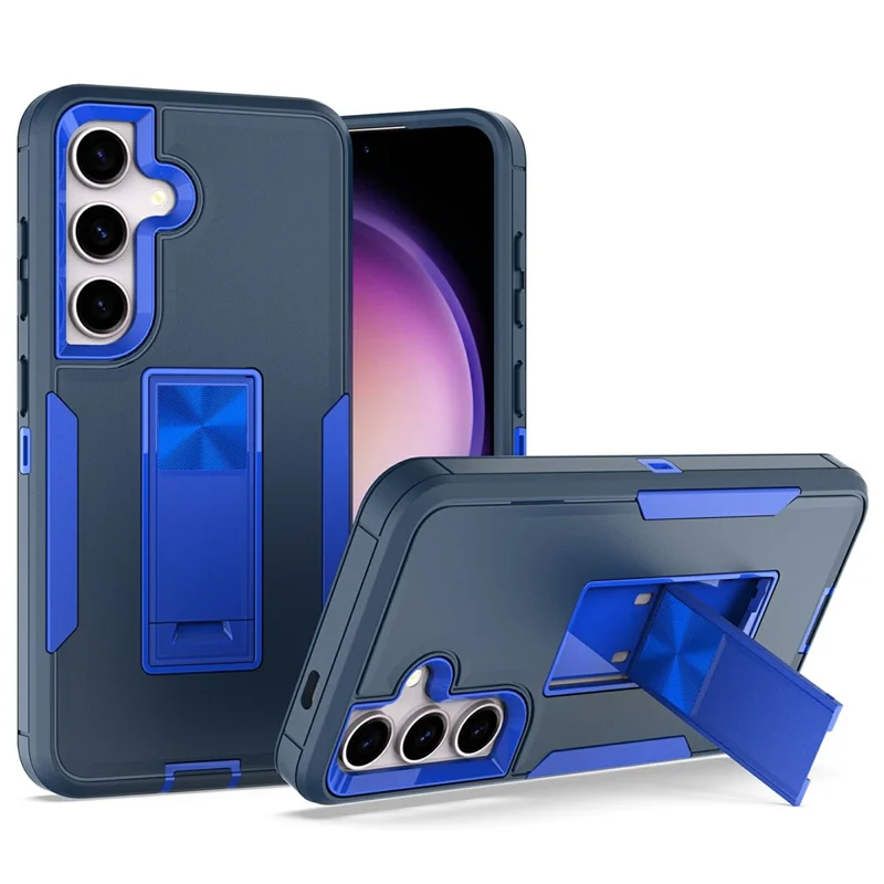 Bulk Purchasing For Samsung Galaxy S25+ / S24+ Shockproof Case TPU PC Kickstand Phone Cover Support Magnetic Car Mount - Sapphire / Dark Blue