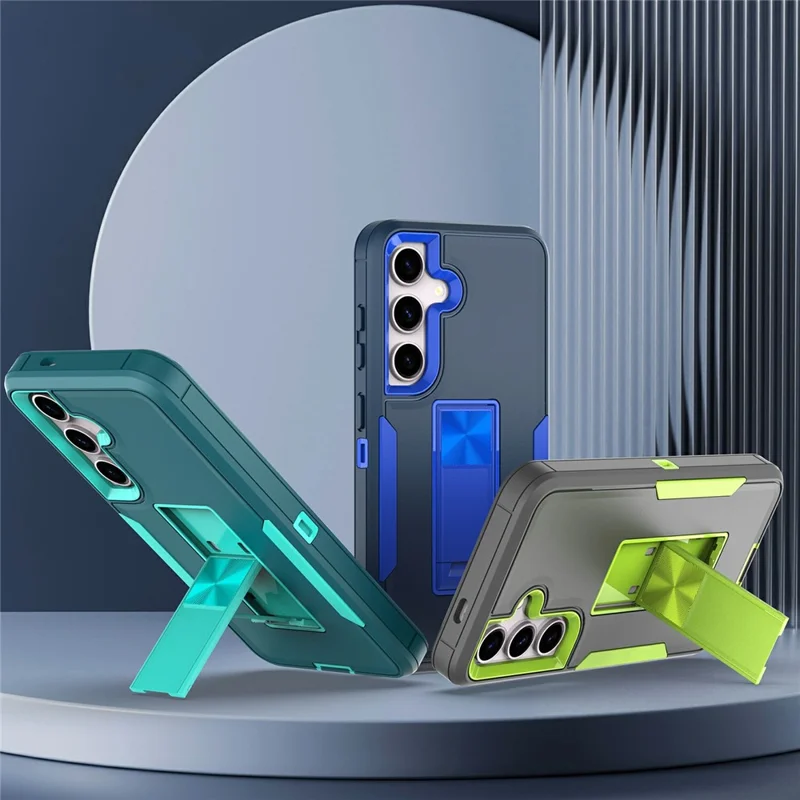 Bulk Purchasing For Samsung Galaxy S25+ / S24+ Shockproof Case TPU PC Kickstand Phone Cover Support Magnetic Car Mount - Sapphire / Dark Blue