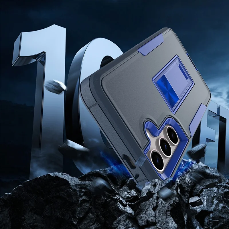 Bulk Purchasing For Samsung Galaxy S25+ / S24+ Shockproof Case TPU PC Kickstand Phone Cover Support Magnetic Car Mount - Sapphire / Dark Blue