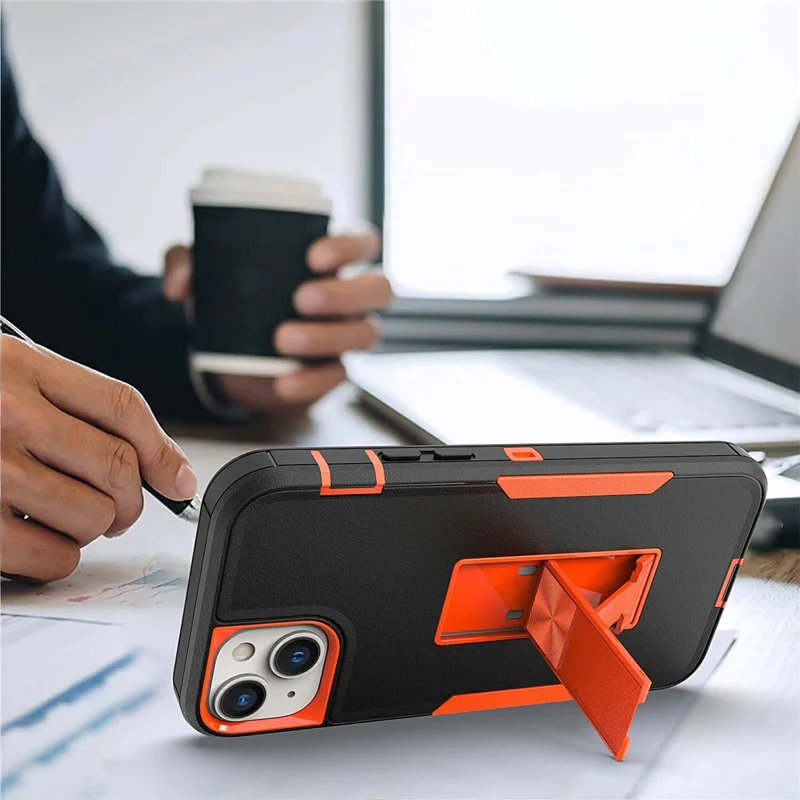 Bulk Purchasing For iPhone 15 Shockproof Case TPU PC Kickstand Phone Cover Support Magnetic Car Mount - Black / Red