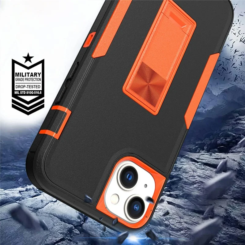 Bulk Purchasing For iPhone 15 Shockproof Case TPU PC Kickstand Phone Cover Support Magnetic Car Mount - Black / Red