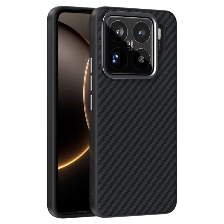 ABEEL For Xiaomi 15S Pro Case Compatible with MagSafe Carbon Fiber Texture Back Cover - Black