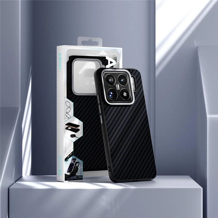 ABEEL For Xiaomi 15S Pro Case Compatible with MagSafe Carbon Fiber Texture Back Cover - Black