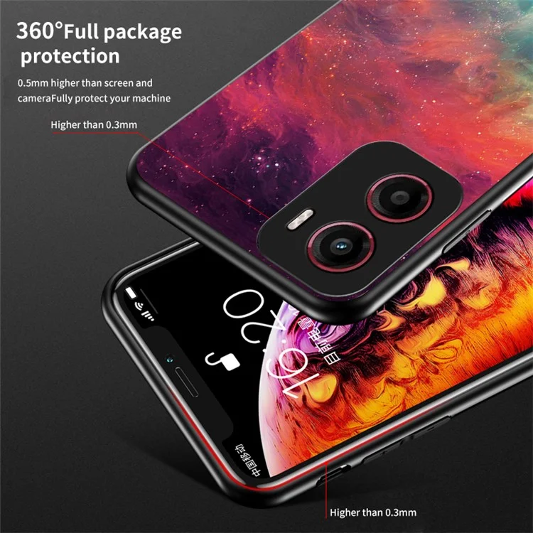 For Motorola Moto G05 4G Case Starry Sky Pattern Tempered Glass Phone Cover - Color Starry Sky