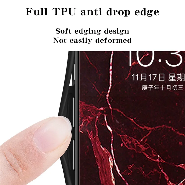 For Motorola Moto G15 4G Case Marble Pattern Tempered Glass + PC + TPU Protective Phone Cover - White Marble
