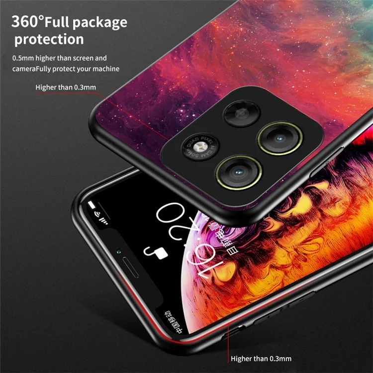 For Motorola Moto G15 4G Case Starry Sky Pattern Tempered Glass Phone Cover - Color Starry Sky