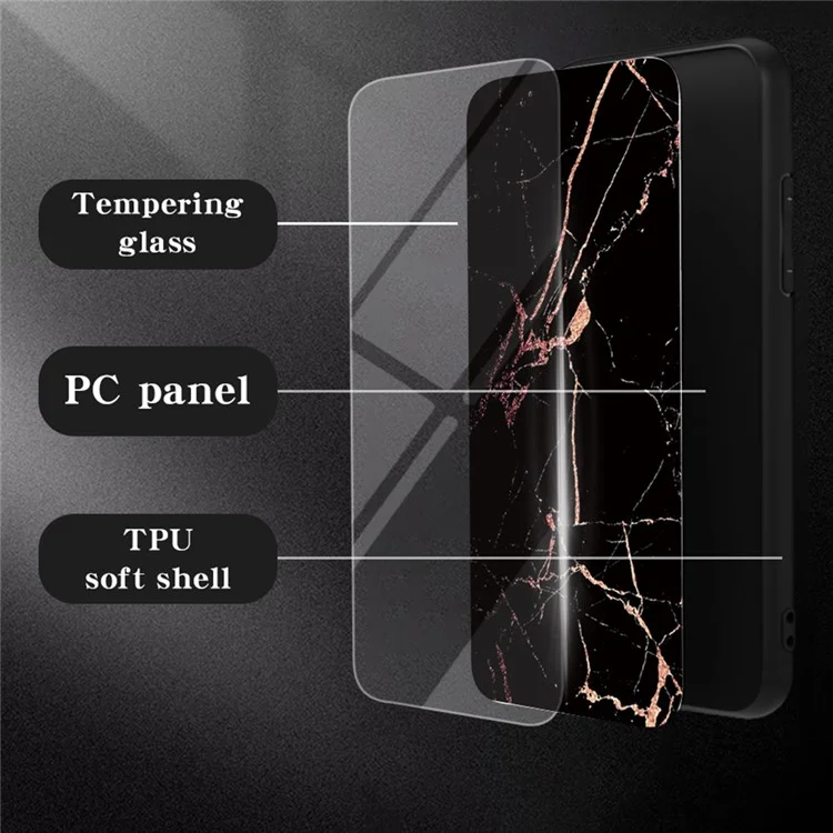 For Motorola Moto G85 5G / S50 Neo 5G Case Marble Pattern Tempered Glass + PC + TPU Protective Phone Cover - White Marble