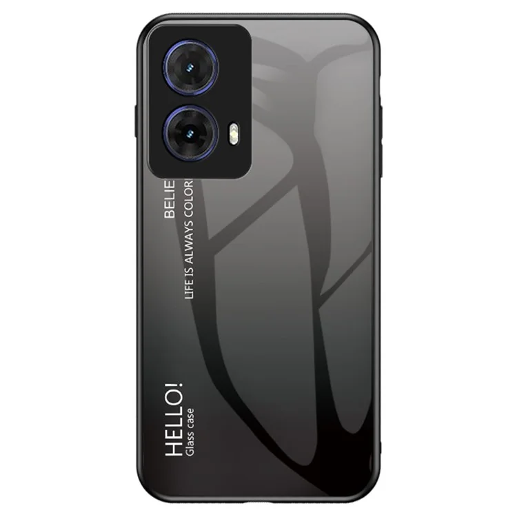 For Motorola Moto G85 5G / S50 Neo 5G Case Anti-Scratch Tempered Glass + PC + TPU Phone Cover - Gradient Black Grey