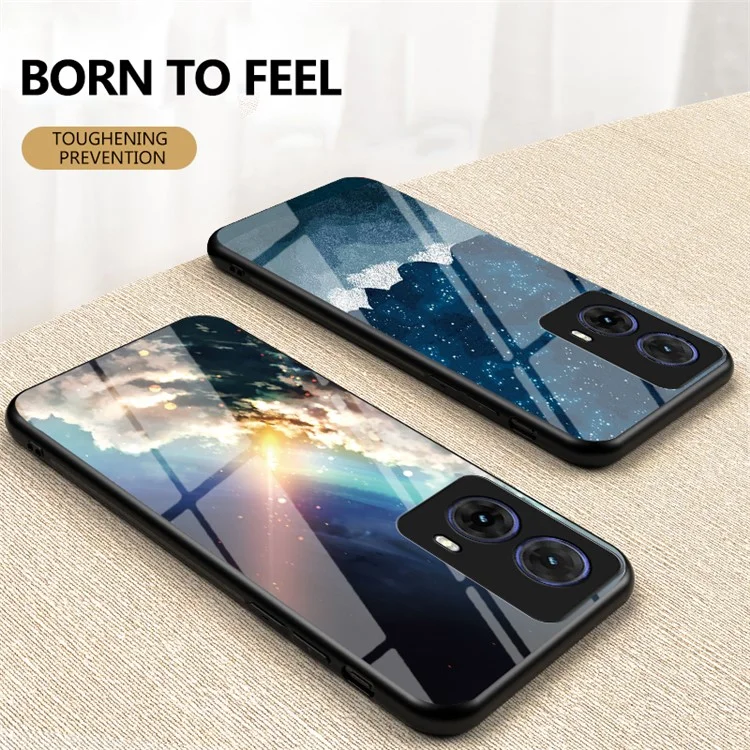 For Motorola Moto G85 5G / S50 Neo 5G Case Starry Sky Pattern Tempered Glass Phone Cover - Color Starry Sky
