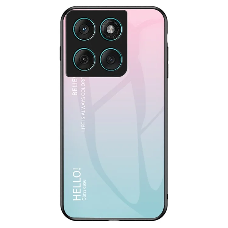 For Motorola Edge 60 Fusion 5G / Edge 60 5G  Case Anti-Scratch Tempered Glass + PC + TPU Phone Cover - Gradient Pink Blue