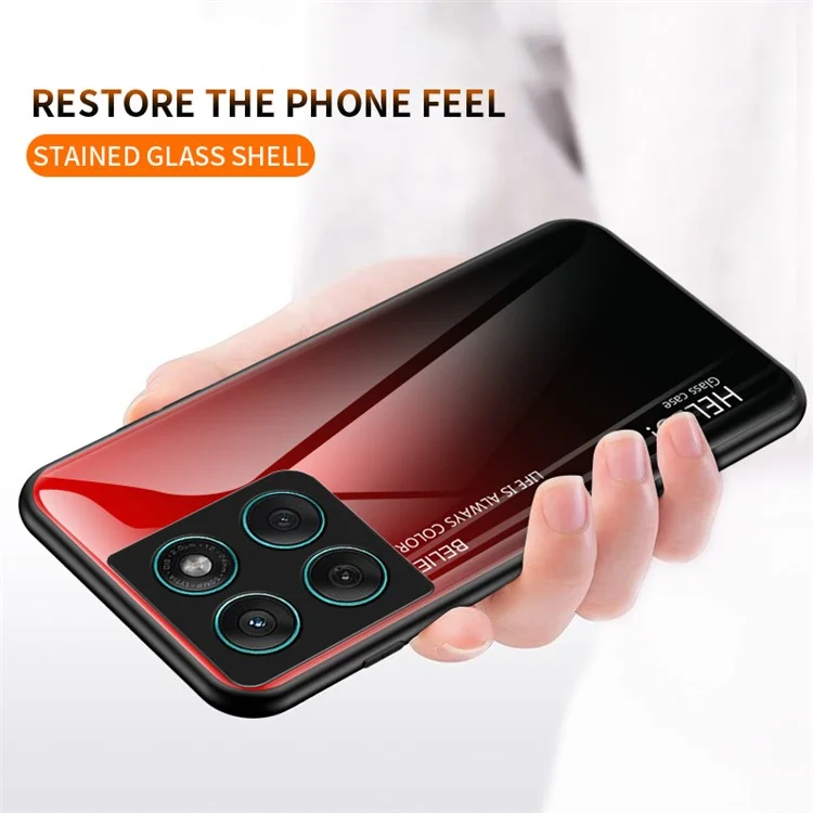For Motorola Edge 60 Fusion 5G / Edge 60 5G  Case Anti-Scratch Tempered Glass + PC + TPU Phone Cover - Gradient Pink Blue