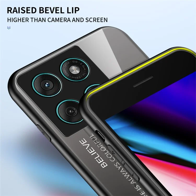 For Motorola Edge 60 Fusion 5G / Edge 60 5G  Case Anti-Scratch Tempered Glass + PC + TPU Phone Cover - Gradient Pink Blue