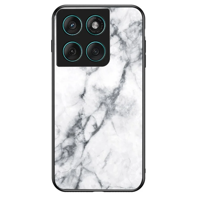 For Motorola Edge 60 Fusion 5G / Edge 60 5G Case Marble Pattern Tempered Glass + PC + TPU Protective Phone Cover - White Marble