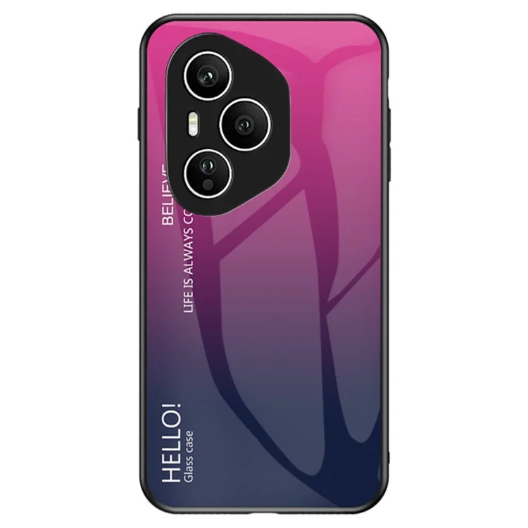 For Honor 400 Pro 5G (Global) Case Anti-Scratch Tempered Glass + PC + TPU Phone Cover - Gradient Rose