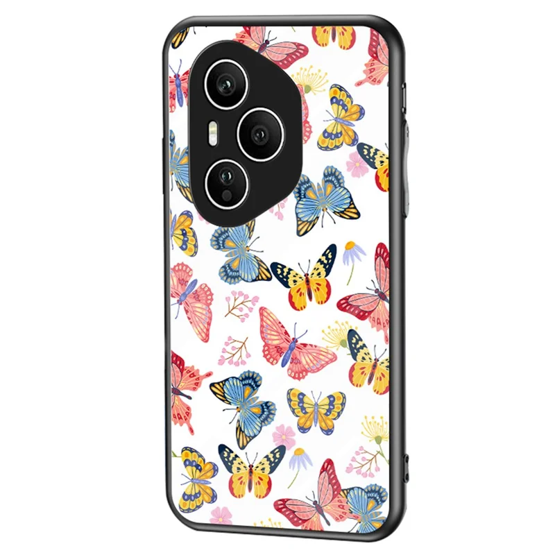 For Honor 400 Pro 5G (Global) Case Butterfly Pattern TPU + Tempered Glass Protective Phone Cover - Colorful Butterfly