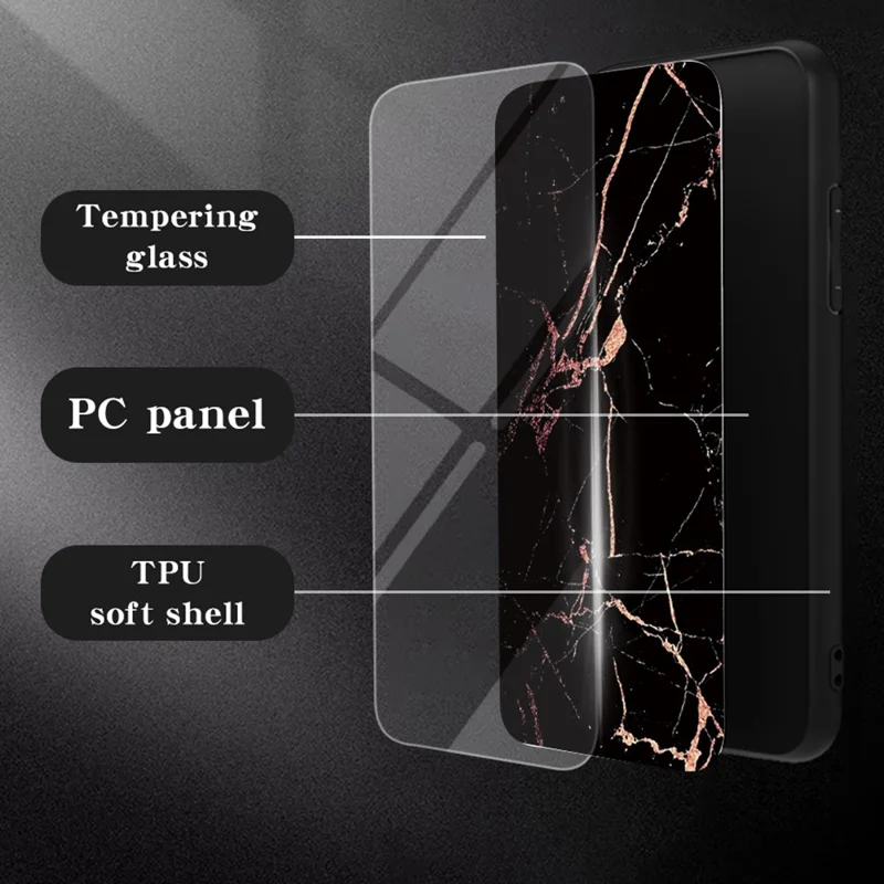 For Honor 400 Pro 5G (Global) Case Marble Pattern Tempered Glass + PC + TPU Protective Phone Cover - White Marble