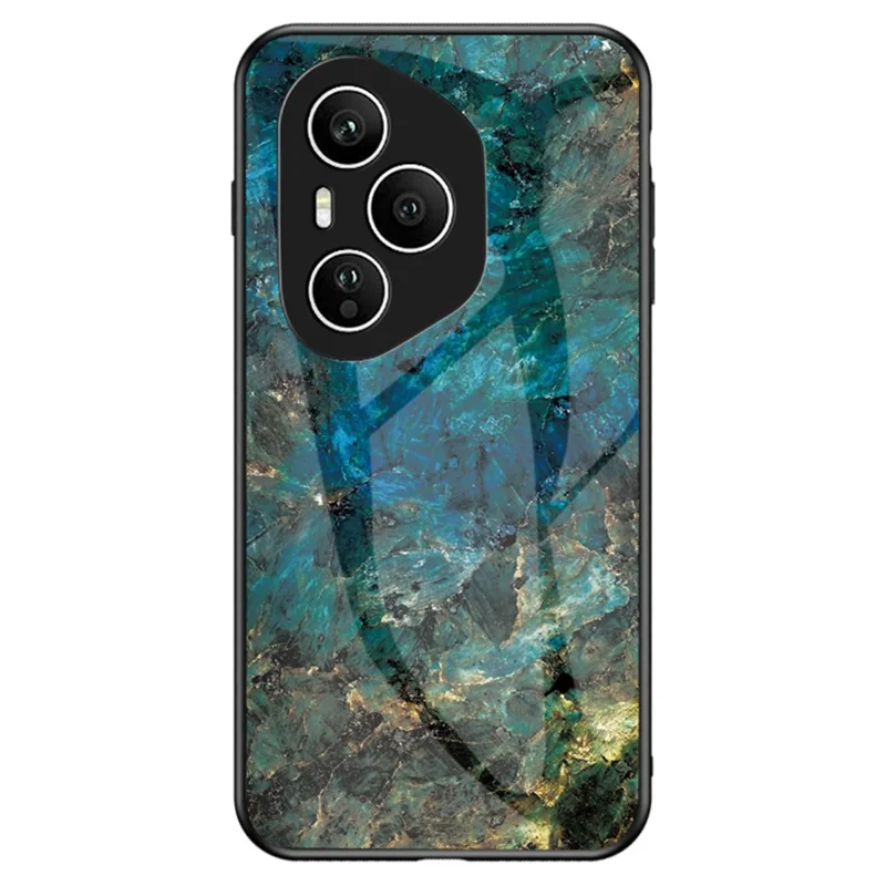 For Honor 400 Pro 5G (Global) Case Marble Pattern Tempered Glass + PC + TPU Protective Phone Cover - Emerald Marble
