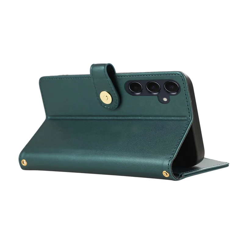 For Samsung Galaxy S25 / S24 Case Multi Card Slots Zipper Rhombus Leather Phone Cover with Wrist Strap - Green