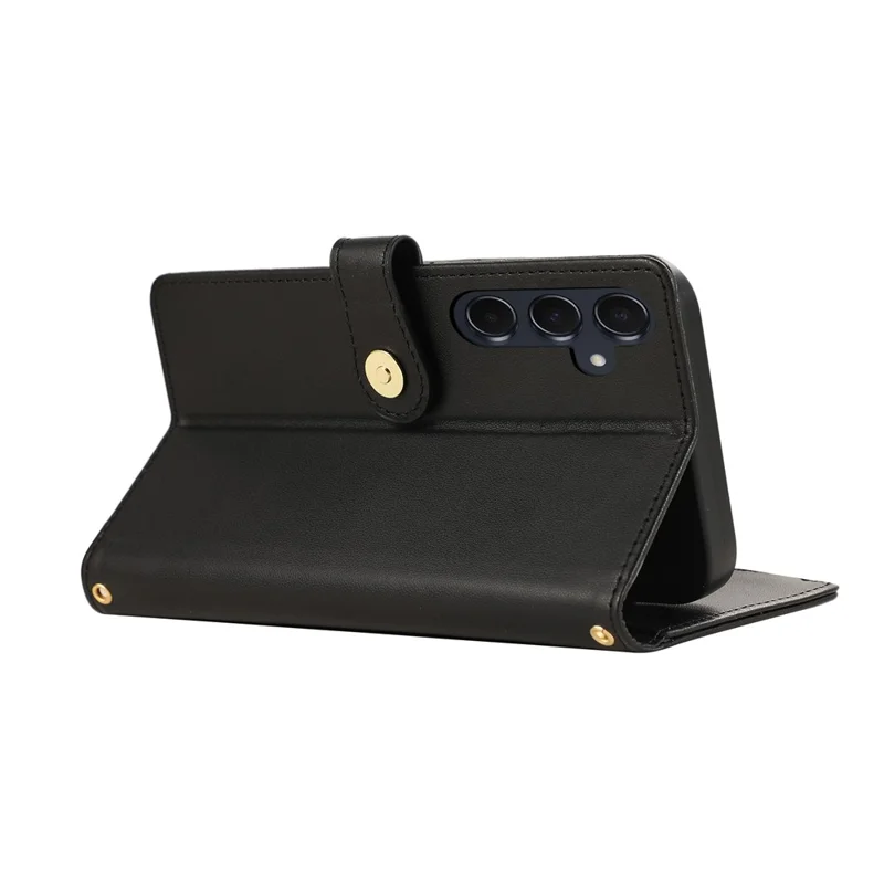 For Samsung Galaxy S25+ / S24+ Case Multi Card Slots Zipper Rhombus Leather Phone Cover with Wrist Strap - Black