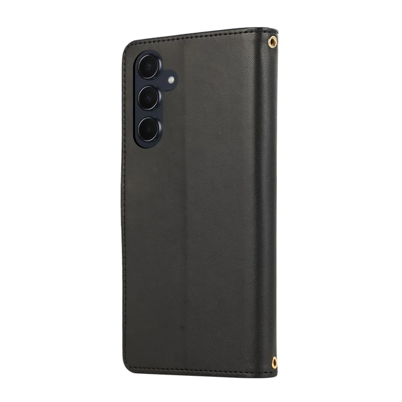 For Samsung Galaxy S25+ / S24+ Case Multi Card Slots Zipper Rhombus Leather Phone Cover with Wrist Strap - Black