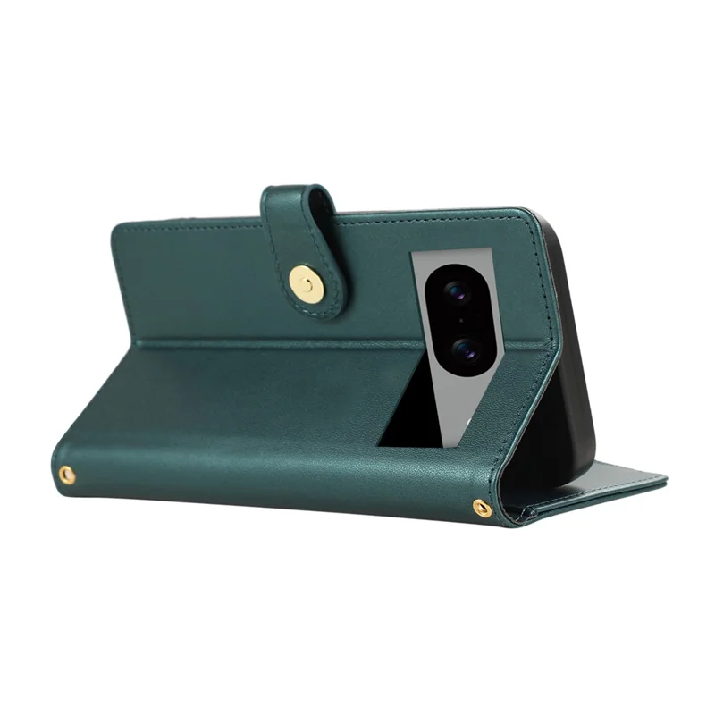 For Google Pixel 8a Case Multi Card Slots Zipper Rhombus Leather Phone Cover with Wrist Strap - Green