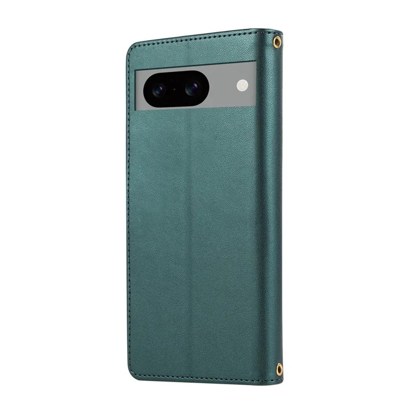For Google Pixel 8a Case Multi Card Slots Zipper Rhombus Leather Phone Cover with Wrist Strap - Green